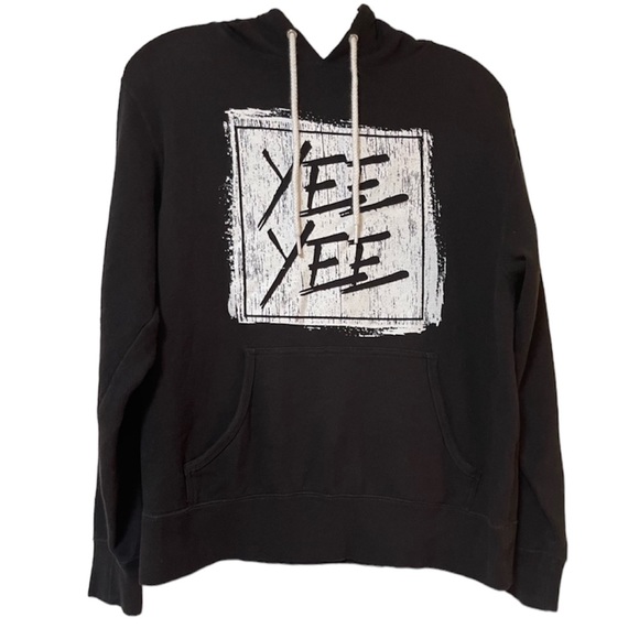 Yee Yee Other - Yee Yee Black Hoodie With Front Graphic Print in White Size Small